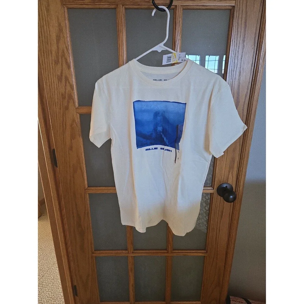 Billie Eilish Kids T Shirt Cream Graphic Print Short Sleeve Size xLarge Child